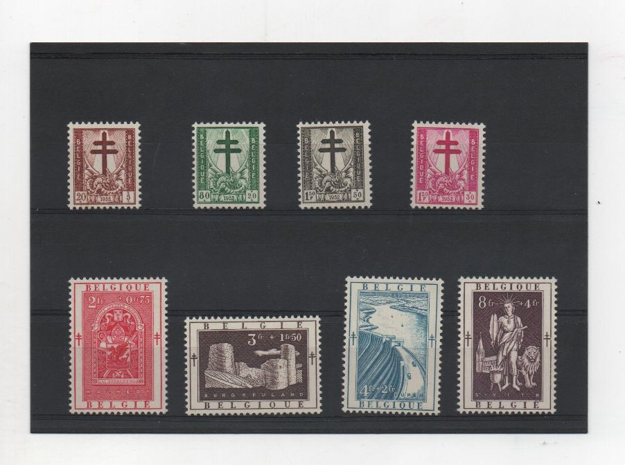 COLECCIÓN DE SELLOS DE BELGICA DEL AÑO 1952 SERIE Nº 900/907